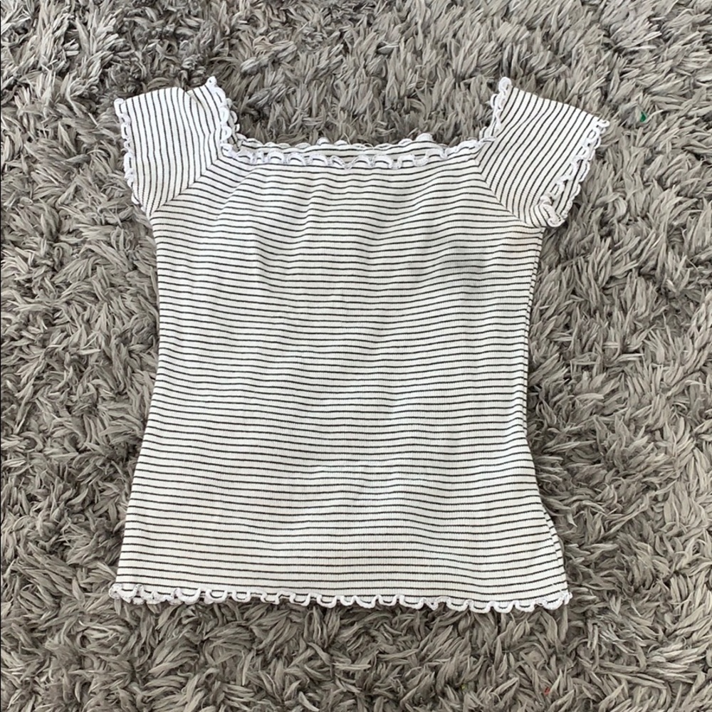hollister striped off the shoulder top